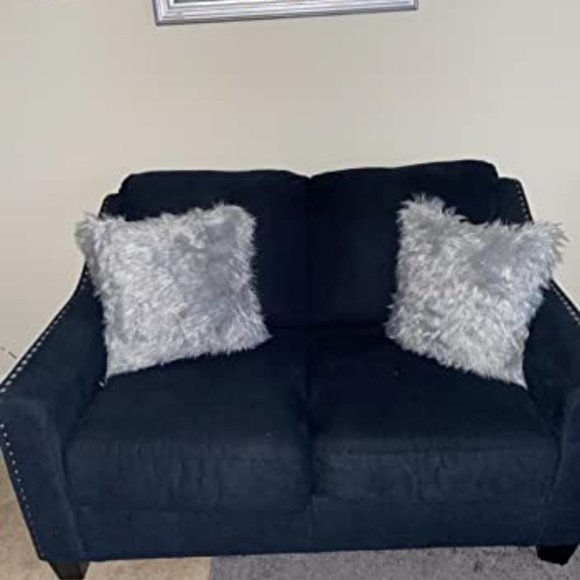 (Only Covers) Set of 2 Gray Luxury Fluffy Decorative Pillow Cushion Covers - Picture 2 of 3